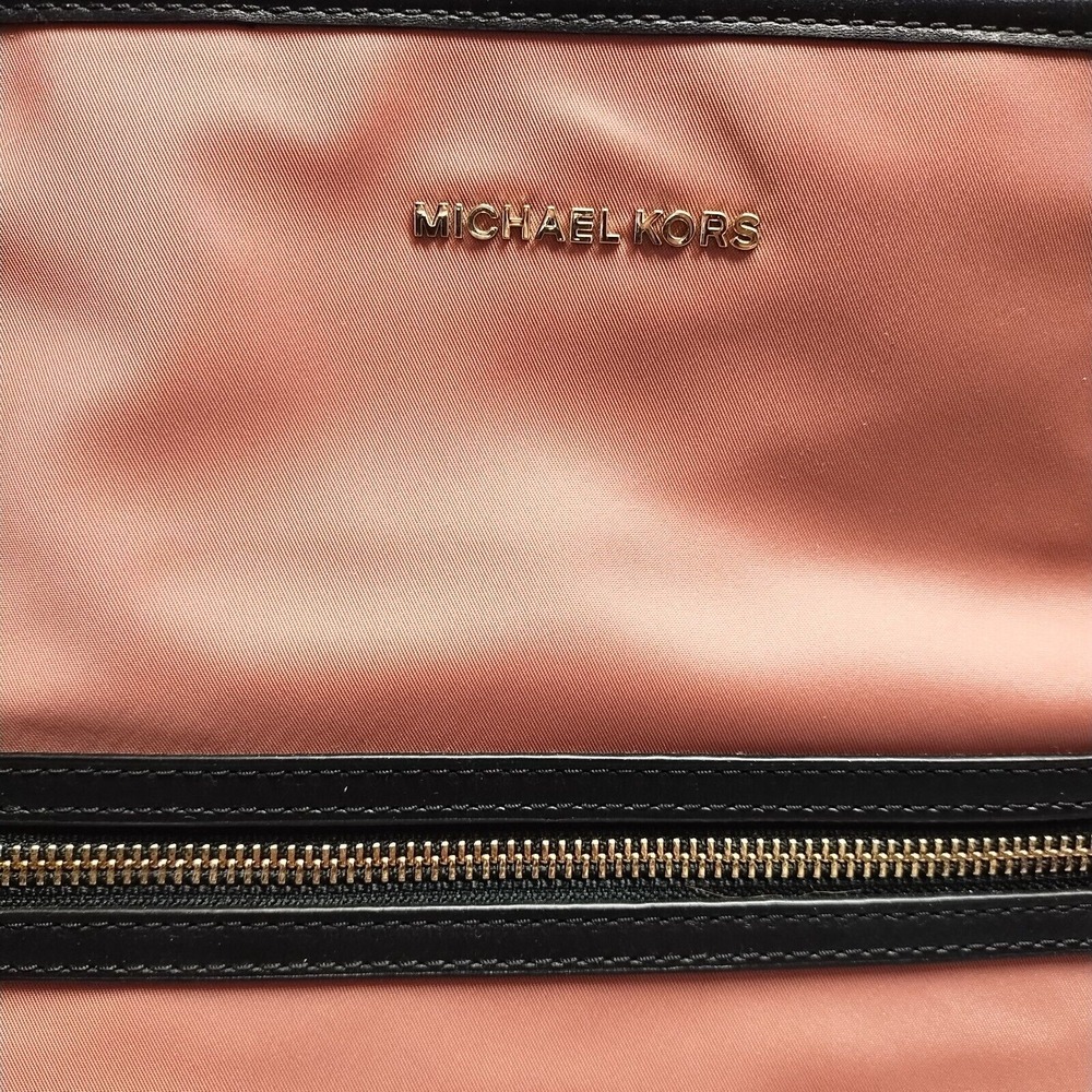 Michael Kors Large Leila Tote Purse Pink Black Nylon Leather Straps‎ 30S9LI1T3C - Picture 3 of 11